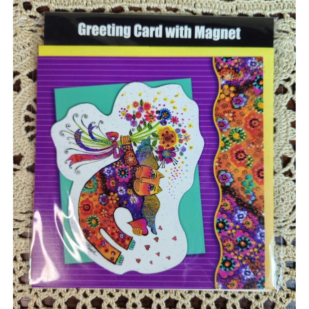 NWT Laurel Burch Greeting Card & Envelope w/ Keepsake Magnet